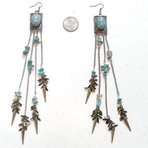8 1/2 " Turquoise spike earrings ..really nice